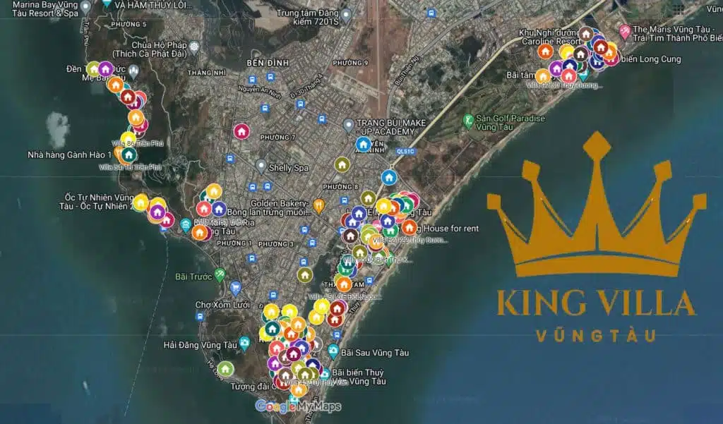 Bản đỗ hệ thống Villa Vũng Tàu của King Villa
