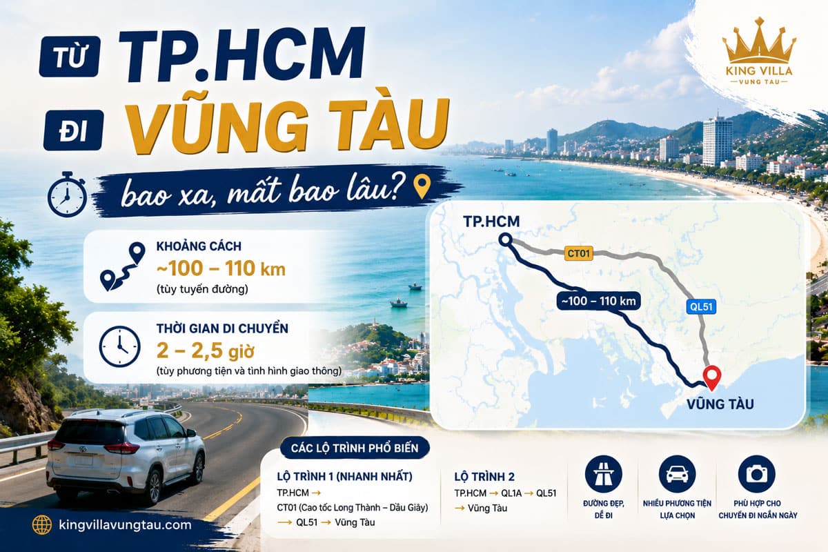 Từ TP.HCM đi Vũng Tàu bao xa, mất bao lâu?