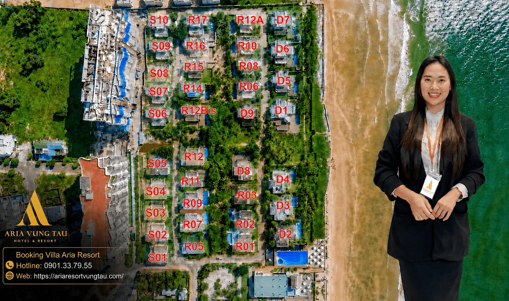 Mặt bằng thực tế villa khu Aria Resort