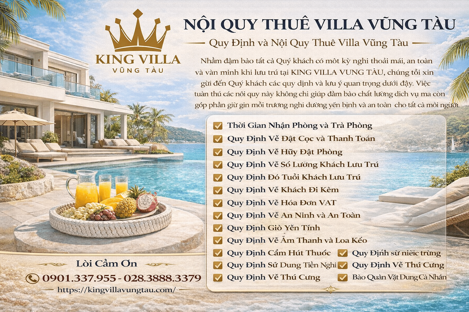 Quy định và nội quy thuê Villa Vũng Tàu