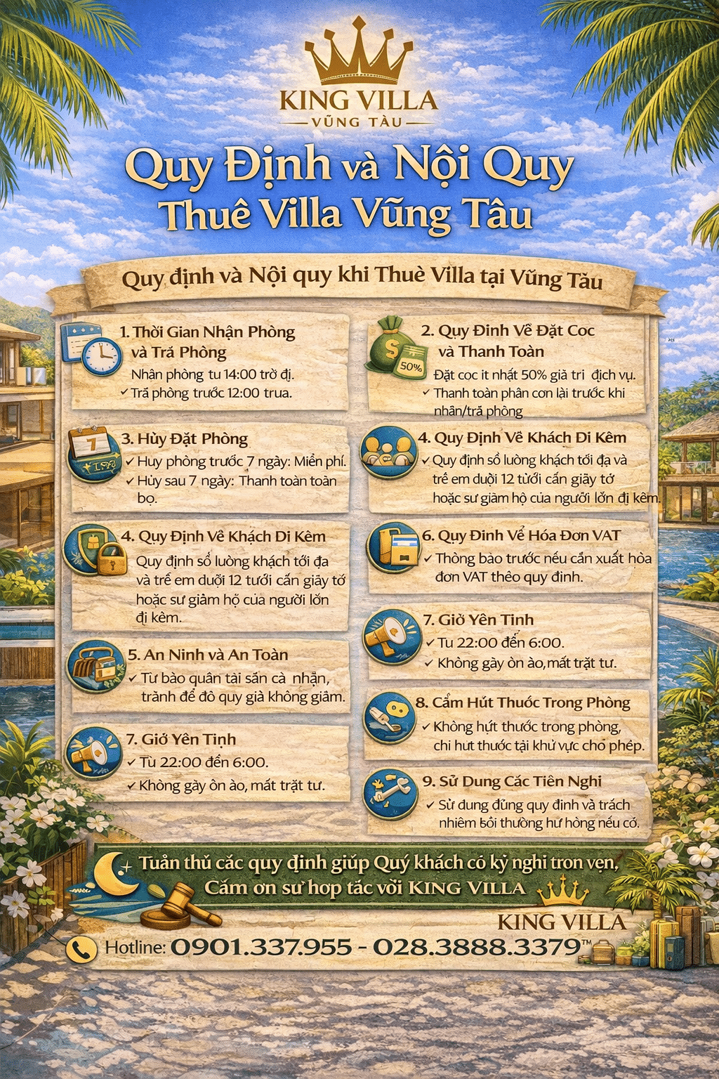 Quy định và nội quy thuê Villa Vũng Tàu